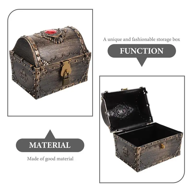 Small Treasure Box Pirate Chest Vintage Treasure Box Small Treasure Chest with Lock and Key 5