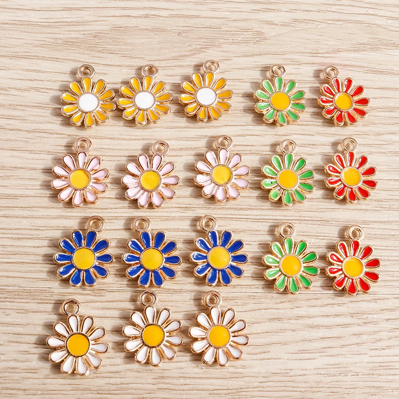 10 stücke Emaille Blume Charme Schmuck, Der Sonnenblume Rose Anhänger Charms für Halsketten Ohrringe DIY Schlüsselanhänger Handwerk Zubehör – Detail 31