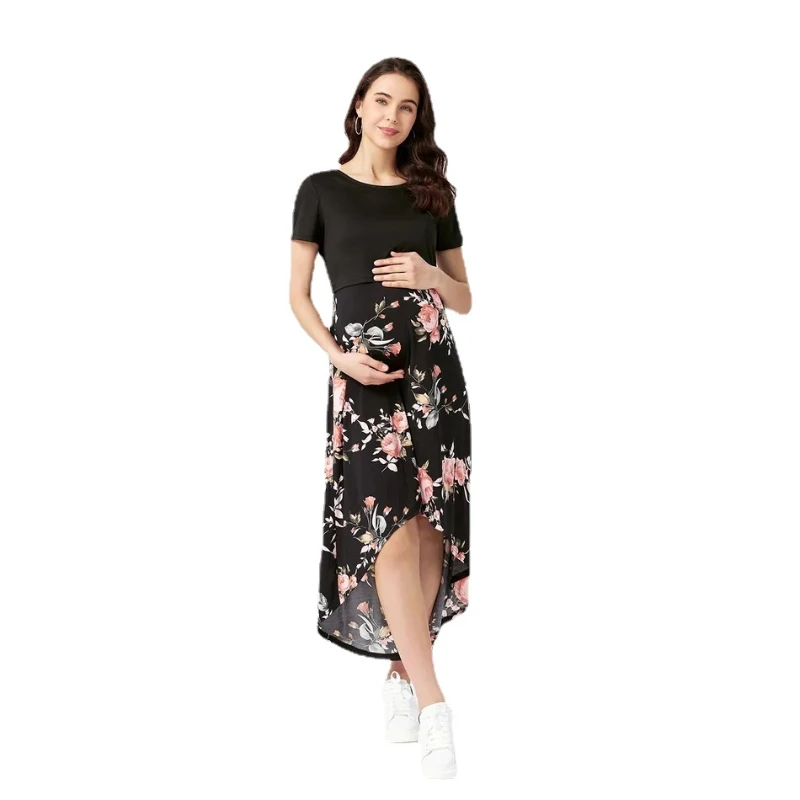 

Nursing Dress New Summer 2022 Women Maternity Clothes Printed Maternity Home Wear Breastfeeding Dress