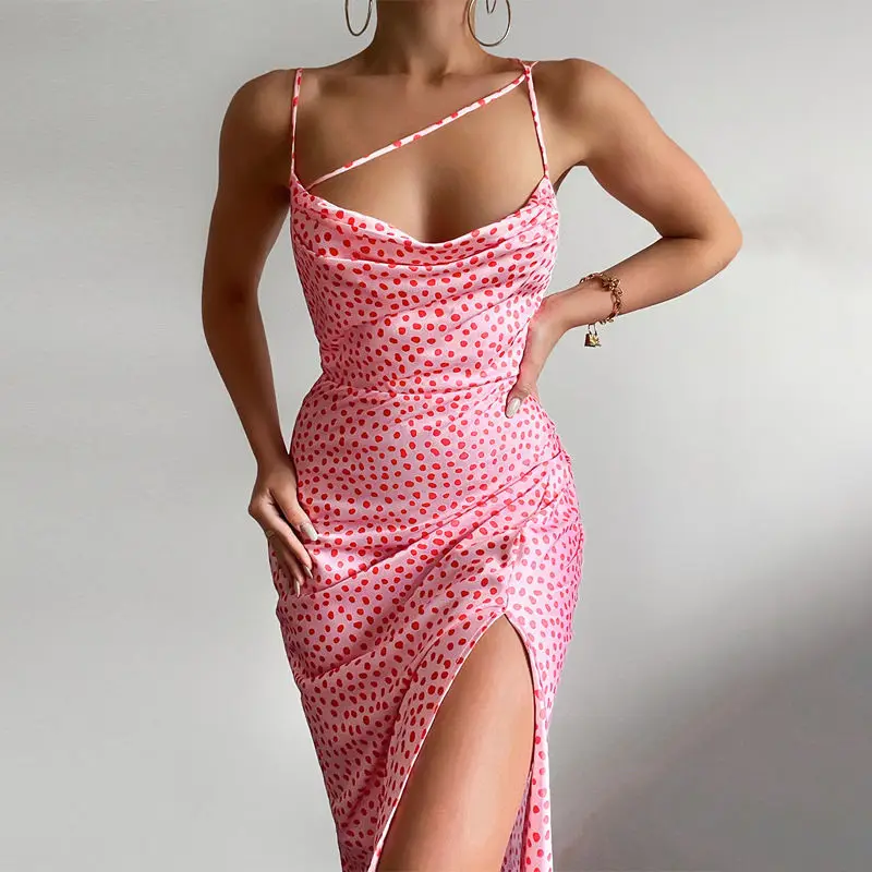 

2023 Summer Dress Drawstring C Spaghetti Straps Cowl Neck Backless Long Dresses for Women Party Sexy Spaghetti Strap Vestidos