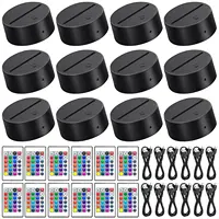 2/4/6/8/10/12 Pcs LED Lamp Base Table 3D Night Light Base With Remote Control And USB Cable 16 Colors Light Stand Wholesale 1