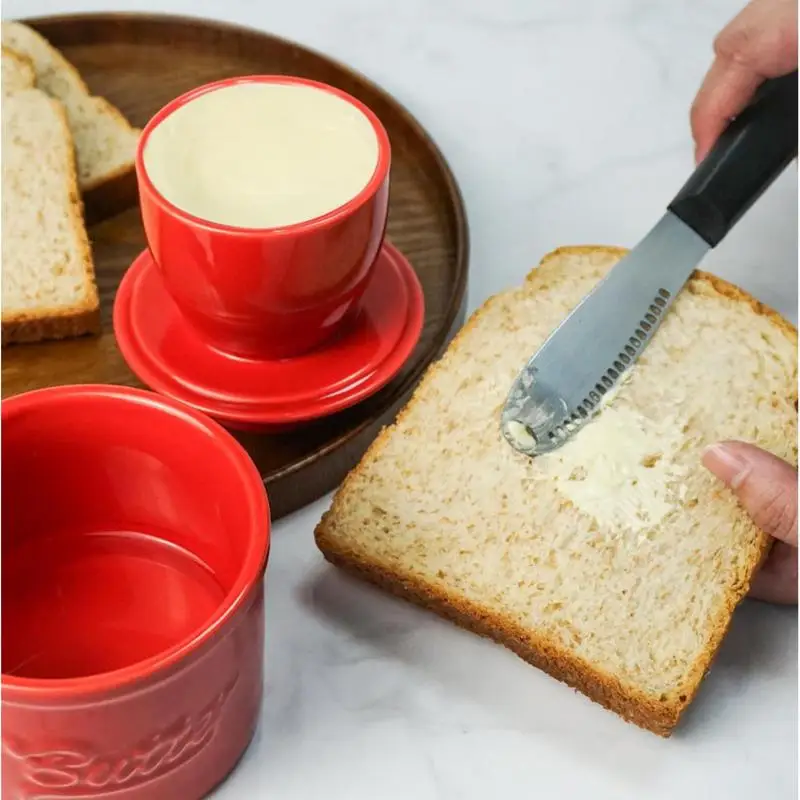 butter jar with lid Ceramic Butter Dish Handmade Big Capacity Butter Keeper Household use Cylindrical cheese butter Sealed can