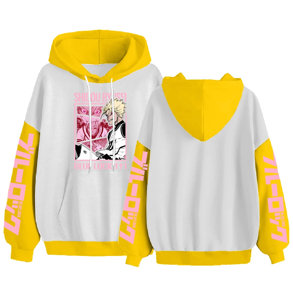 Sweat à Capuche Anime Blue Lock - Graphique Personnages, Unisexe - Pull Décontracté Manches Rayées