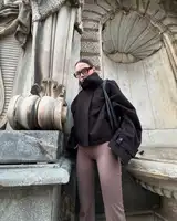 Fashion Casual Solid Loose Jackets Women Full Sleeve Single Breasted Stand Collar Short Coats 2025 NEW Autumn Lady Outwears 6