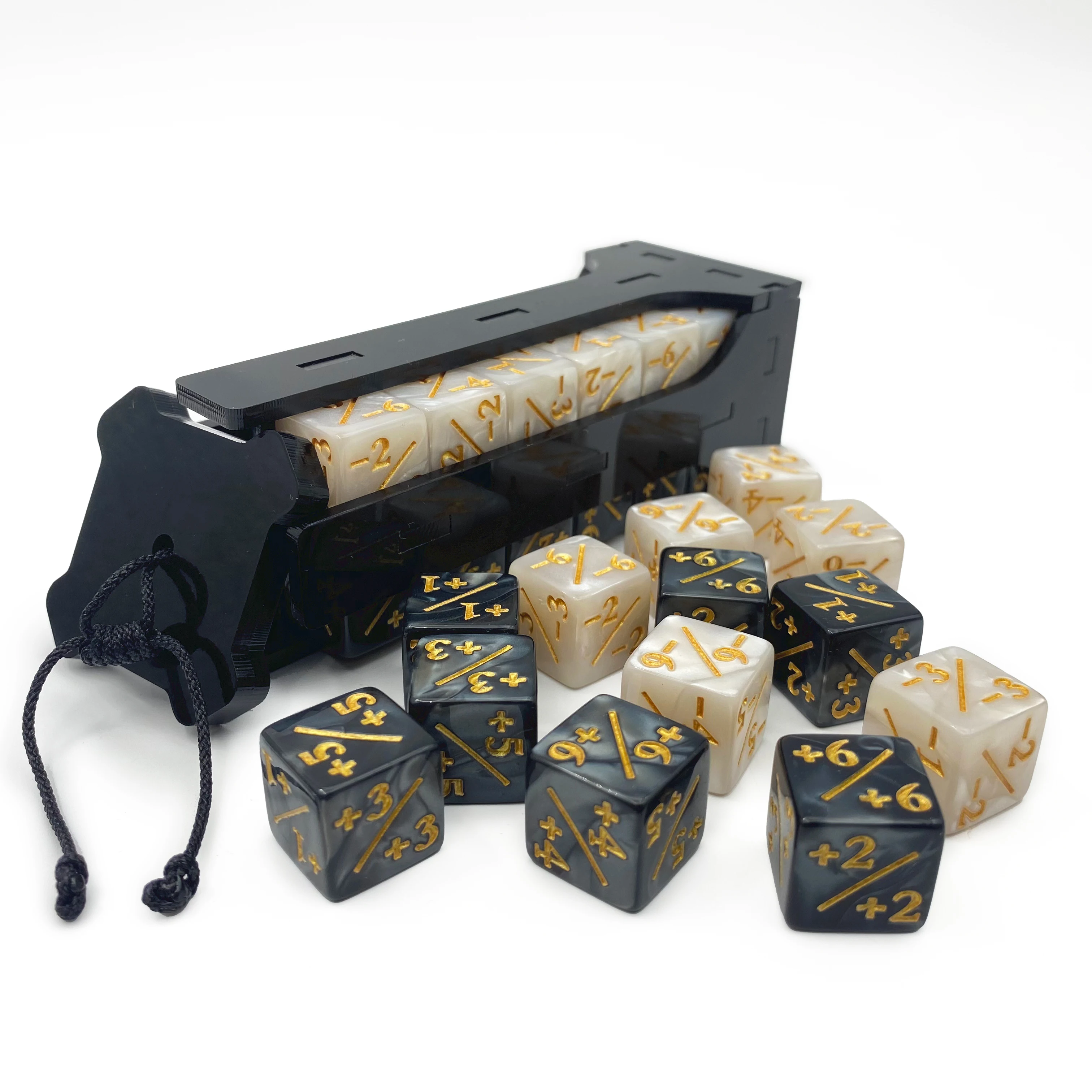 24 PCS MTG Dice WIth Black Box Counter Magic The Gathering Counters Life Tokens Negative Plus, TCG, Card Game Accessories