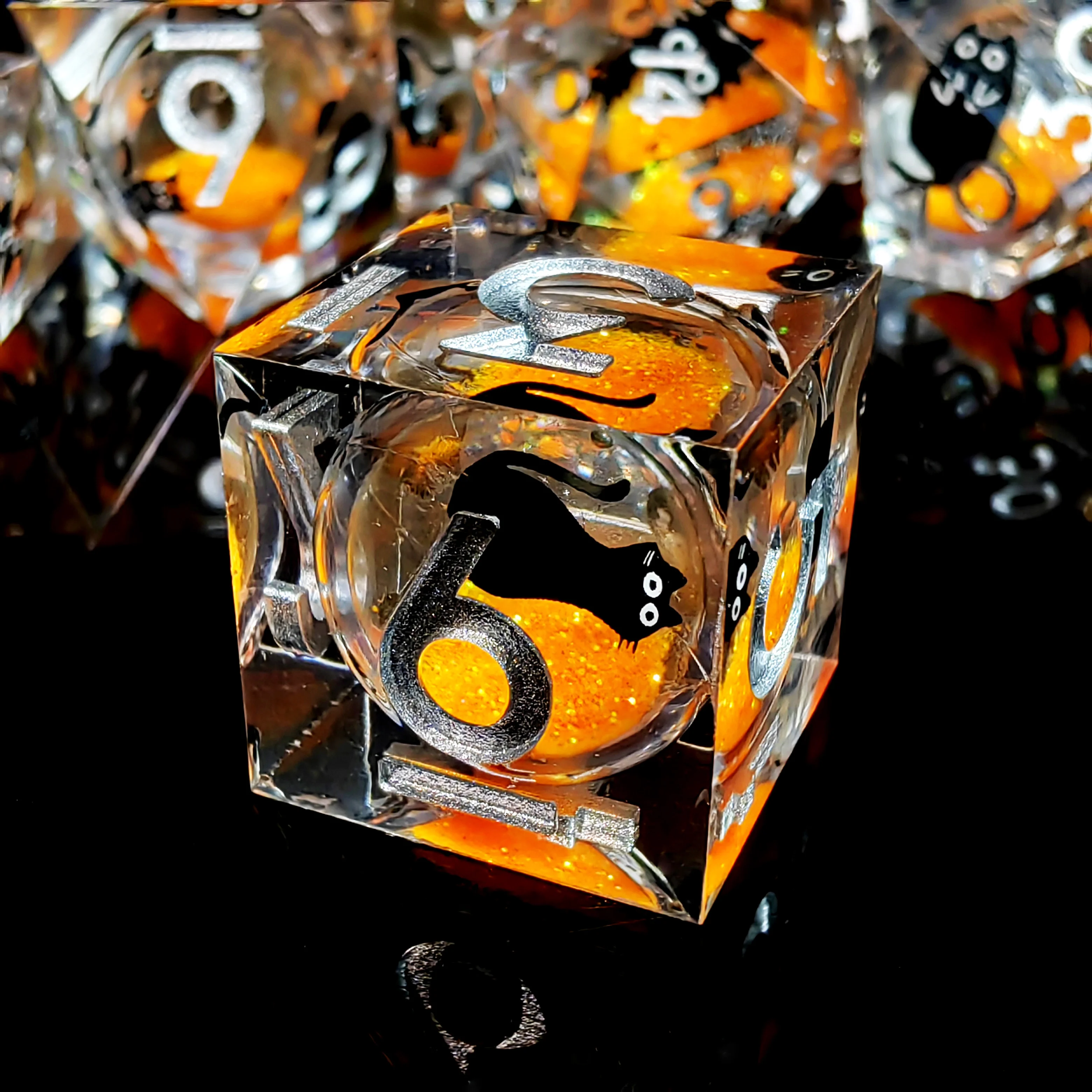Resin DnD Dice Set 7-Piece Orange Sand Flow Polyhedral Dice for Dungeons and Dragons, RPG Tabletop Games