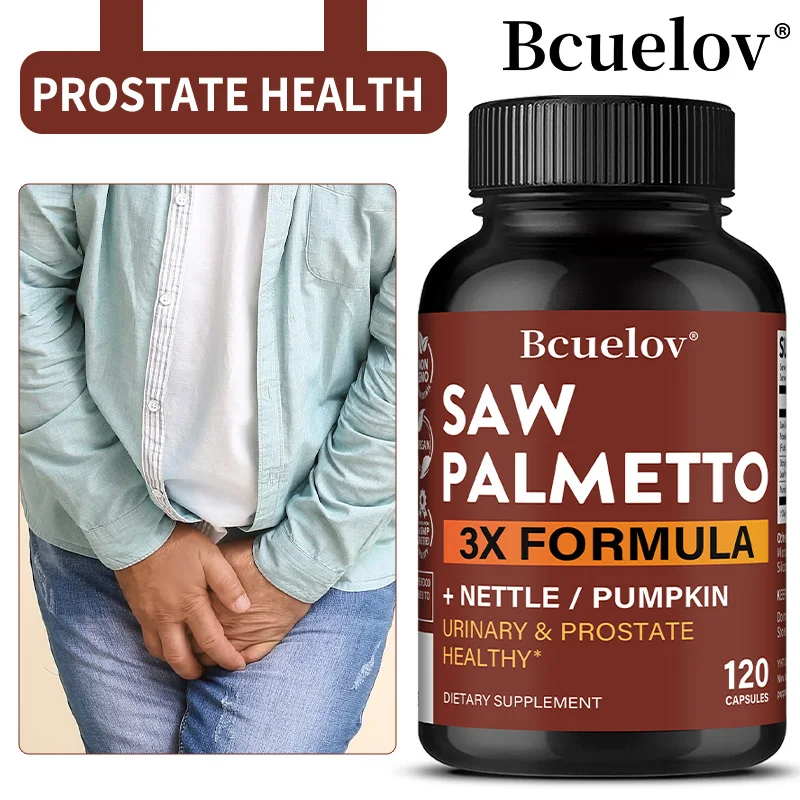 Saw Palmetto Berry Complex Capsules-Turmeric Tribulus Maca, Reduce Baldness and, Prostate Hair Growth Urinary Tract Support