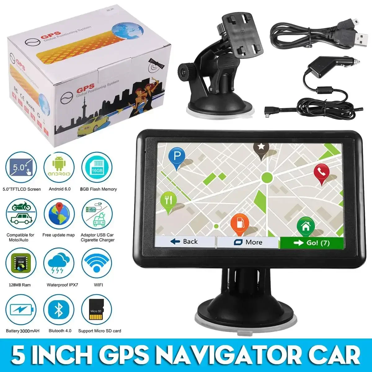 

7-дюймовый автомобильный GPS-навигатор для грузовика, 128M RAM 8gb HD сенсорный экран Поддержка карт России/ЕС/Америки/Канады/Юго-Восточной Азии/Австралии NZ