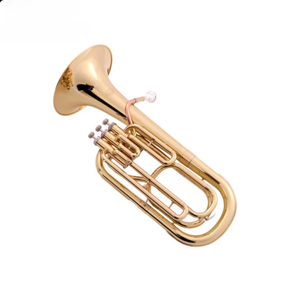Brass Wind,Instrument Special Brass Body Nickel White Copper Piston Phosphor Copper Mouthpiece Tube 3 Vertical Key Baritone