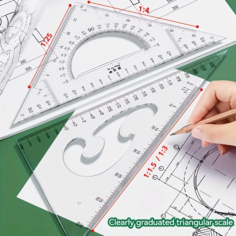 Set di Strumenti da Disegno Avanzati, Utensili in Acciaio Inossidabile, Strumenti di Precisione per Geometria e CAD, Set Multiuso - immagine 5