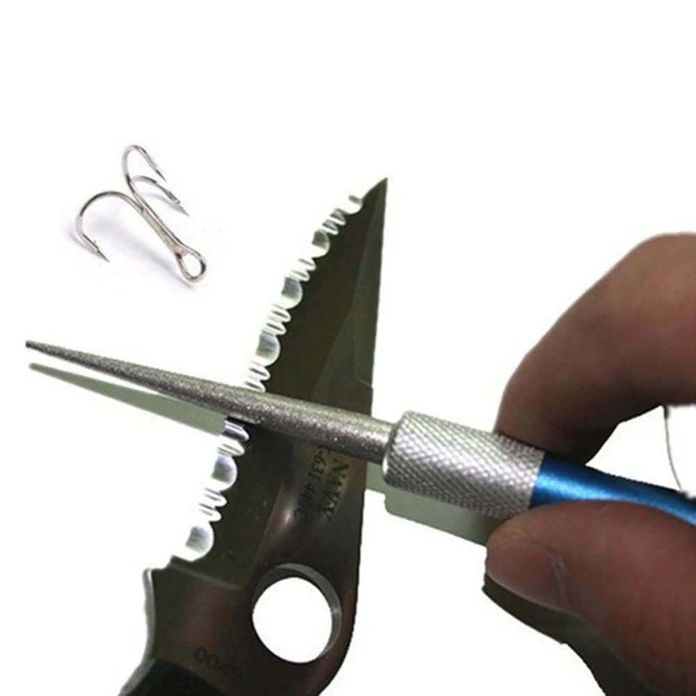 1 Piece Blue Knife Sharpener Portable Double Headed Pen Shaped Sharpener  Outdoor Tool Groove Grindable Fishing Hook Fishing Tool - AliExpress