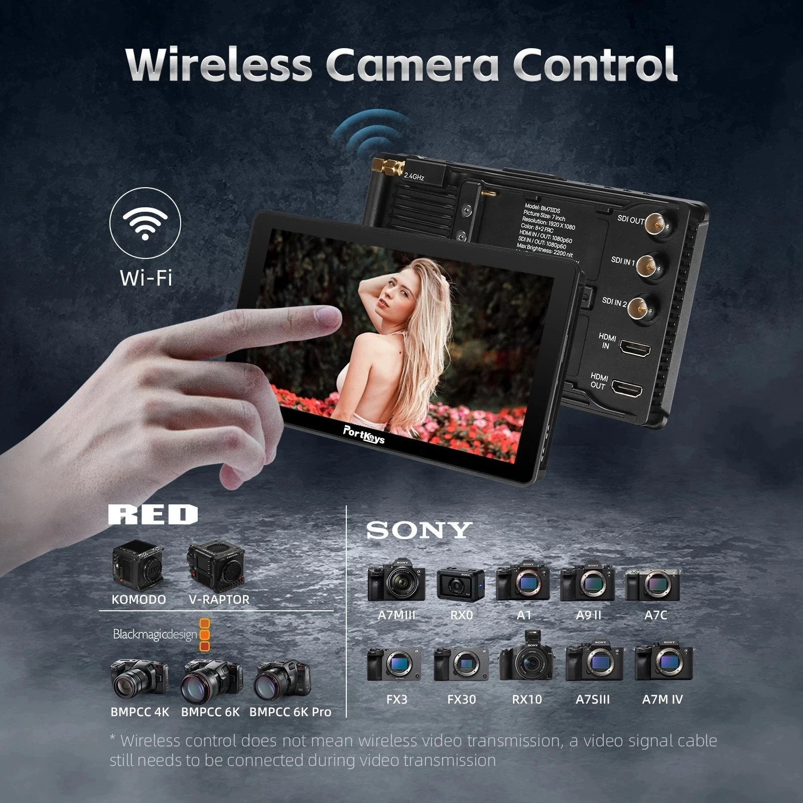 Portkeys BM7IIDS 7" inch Dual Screen Cinema Camera Monitor 1920x1080 HDMI-Campatible 3G SDI For Z Cam Canon Sony Cameras