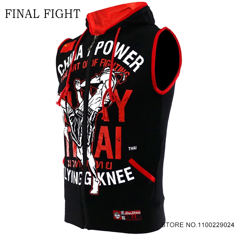 Muay Thai Shirt sports apparel Men Women Tiger Boxing Training Hoodie Sparring Martial Arts MMA T-Shirt Sleeveless Gym Sports Workout Rashguard