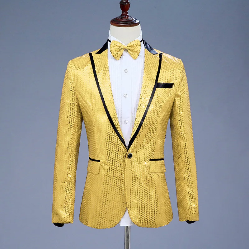 Sequins Men's Suit Jacket Performance Clothes Nightclub Singer Host Suitmen Suit