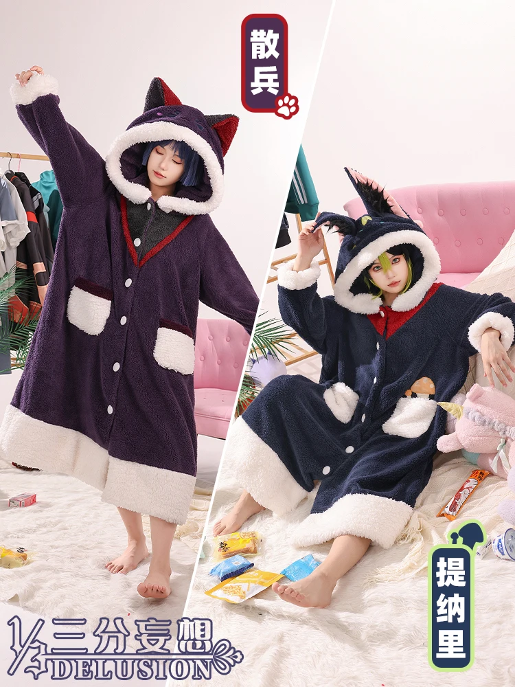 

Game Genshin Impact Rose Scaramouche Tighnari Wool Strange Velvet Sweater Coat Anime Women Fashion Cosplay Costume Sizes S-XL