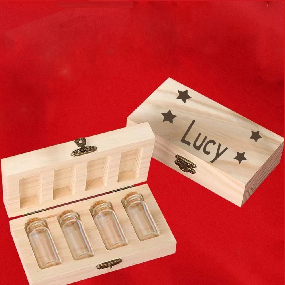 Caja de hadas de dientes personalizada, caja de hadas de dientes con nombre grabado, regalo personalizado para bebé, caja de dientes de bebé, caja de recuerdo de madera m