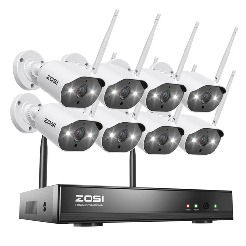 ZOSI 와이파이 보안 카메라 시스템, 야외 방수 CCTV 카메라, 무선 감시 시스템, 8CH 2K H265 + 와이파이 NVR 3MP 8