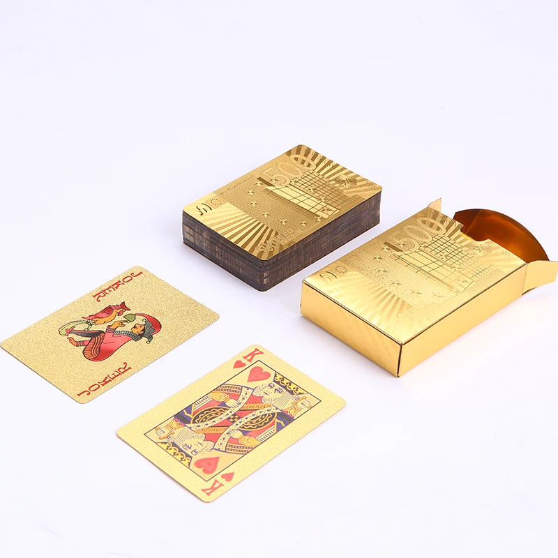 Description Picture 6 of itemGold Black Foil Poker Euros Dollar Style Plastic Poker Playing Cards Waterproof Cards Good Price For Gambling Board Game GYH
