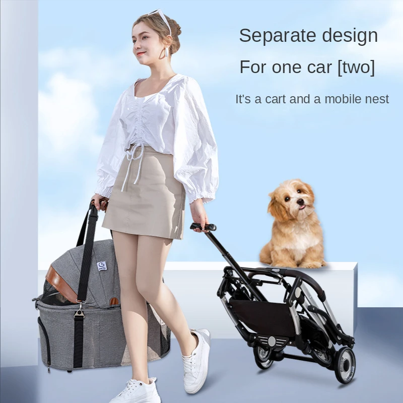 Outdoor Pet Cart Breathable Dog Carrier Bag Foldable Car Bag Separation
