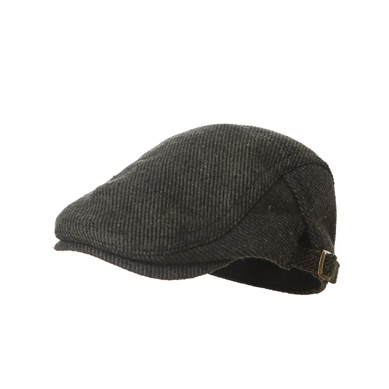 Retro Children Beret Hat for Boys Autumn Winter Woolen Cap Adjustable Striped Hats Warm Kids Accessories Korean 2-9 Years Old
