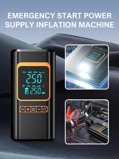 12V 4 In 1 Car Jump Starter Multi-Function 150PSI Air Compressor Power Bank Portable Charger Car Battery Starter 8000mAh 600A 4