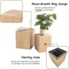 Tree Stump End Table Set of 2, Multiple Styling Layout with Wood Tree Ring Pattern, Natural Wood Color 3