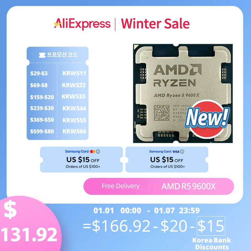 Procesor AMD New Ryzen 5 9600X za $192.07 / ~797zł