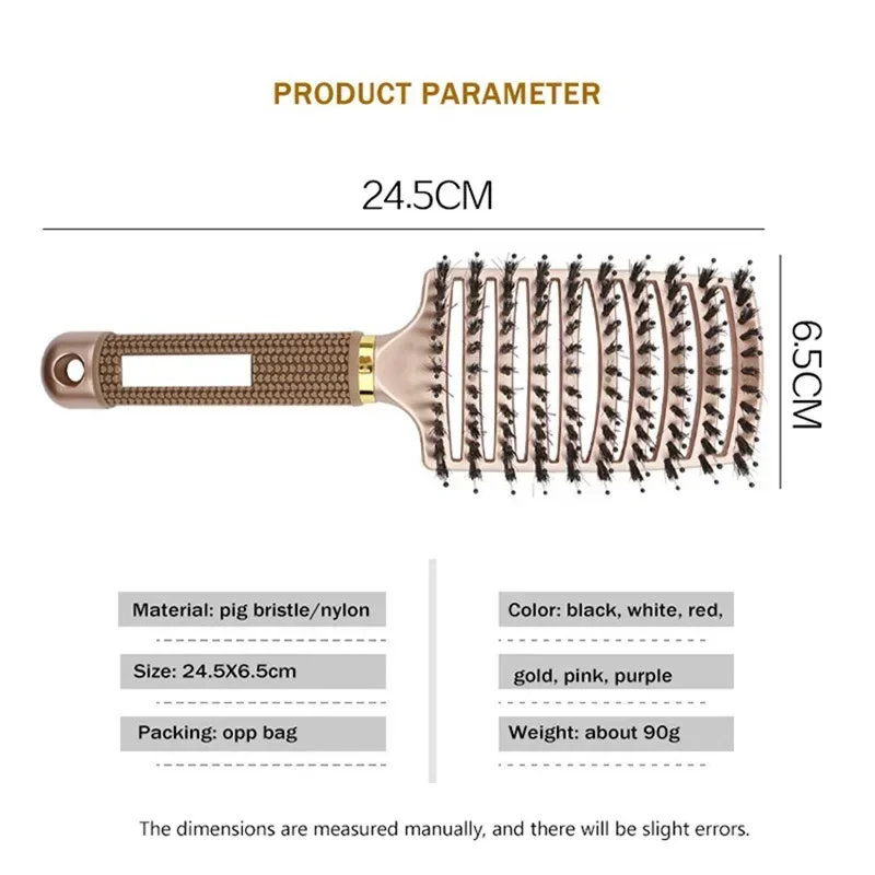 Hair Brush Scalp Massage Comb Hairbrush Boar Bristle Nylon Women Wet Curly Detangle Hair Brush Salon Hairdressing Styling Tool Best Sellers In Beauty & Health