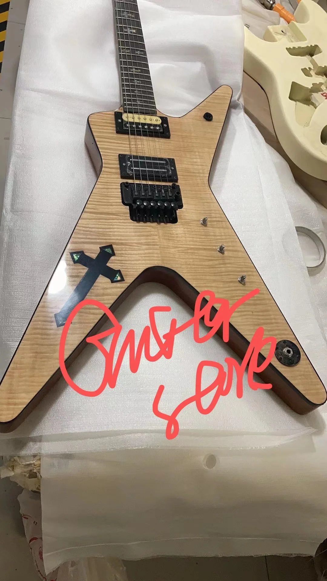 Electric Guitar Kit In Stock Dime Bag Crucifix Inlays 6 Electric Guitar Flame Maple Top Black Hardware Glossy Finish
