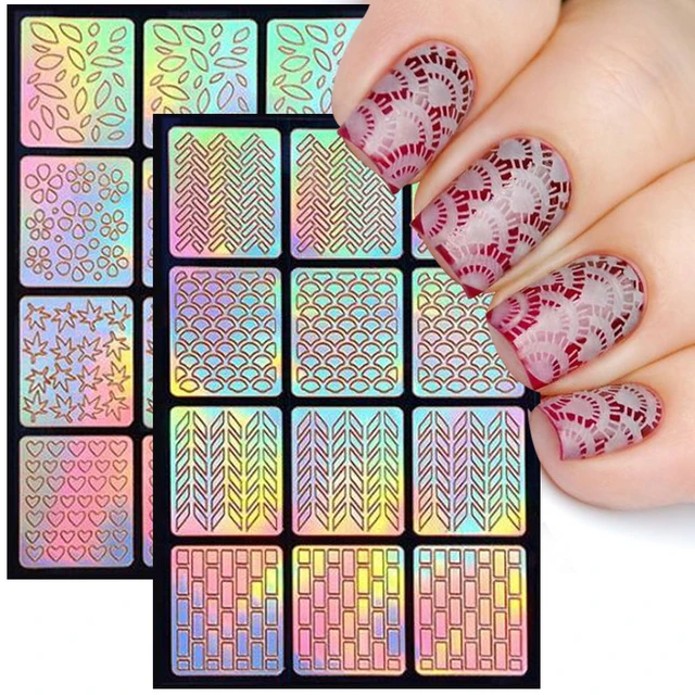 Airbrush Nail Art Stencils Spray Template Nail Stickers Butterfly