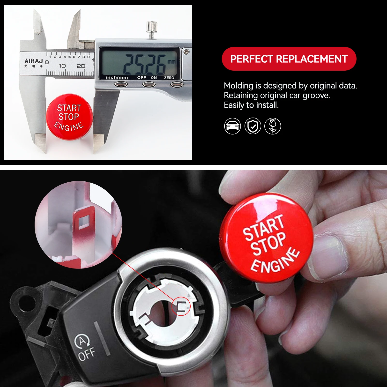 Dashboard Lamp Switch Cover Red Engine Start Stop Switch Push Button Replace Cover For BMW 1 2 3 4 5 6 7 X1 X3 X4 X5 X6 series F Chassis F20 F21 F30 F31 F48
