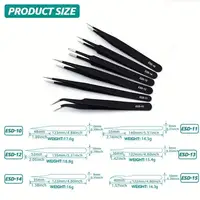 6pcs Precision Long Tweezers Set ESD Anti-Static Stainless SteelTweezers Repair Tools For Electronics Repair Soldering Craft 5