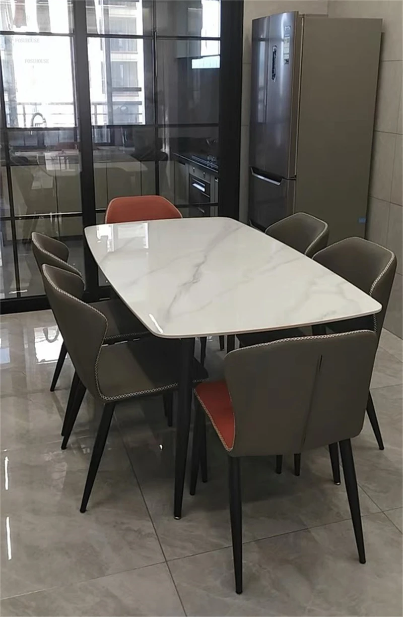 Description Picture 6 of itemItalian Luxury Modern Dining Room Sets Slate Dining Tables Set Household Small Dining Table Simple Cafe Tables Home Furniture
