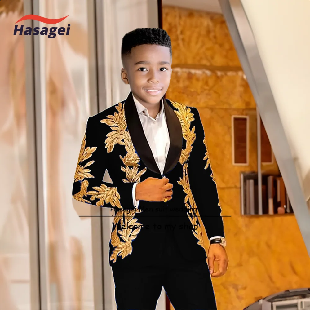 Boys Velvet Suit Kids Stylish Shiny Sequins Lapel Suit Jacket Coat