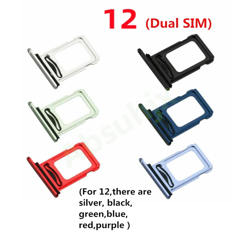 Absuhjx 1set 교체 부품 듀얼 SIM 카드 리더 커넥터 iPhone XR 11 12 Pro Max Sim 카드 트레이 슬롯 홀더 용 플렉스 케이블