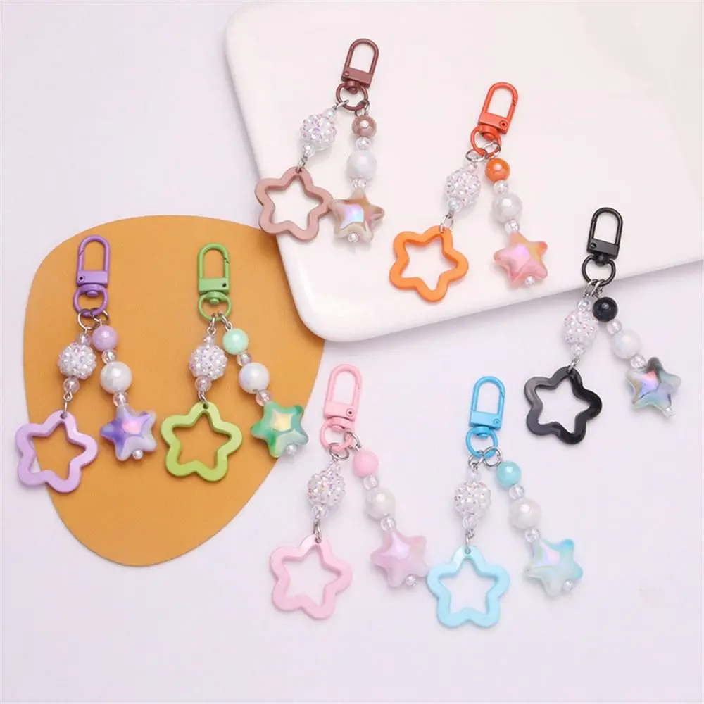 

Gradient Star Charm Keychain Five-pointed Star Solid Color Star Pendant Bag Charm Key Holder Hollow Star Keyring