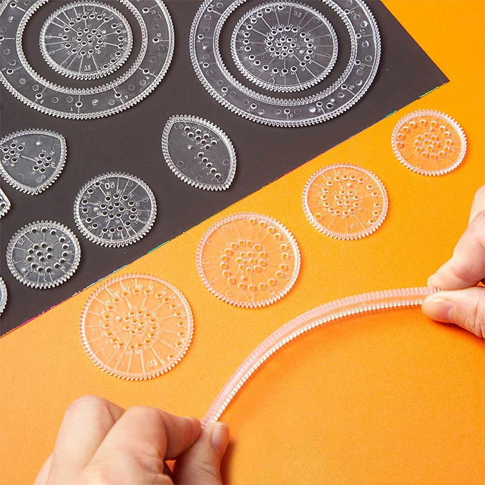 22pcs Spirograph 눈금자 세트 기하학적 눈금자 수학 룰렛 그리기 도구 학습 그림 크리 에이 티브 교육 미술 도구