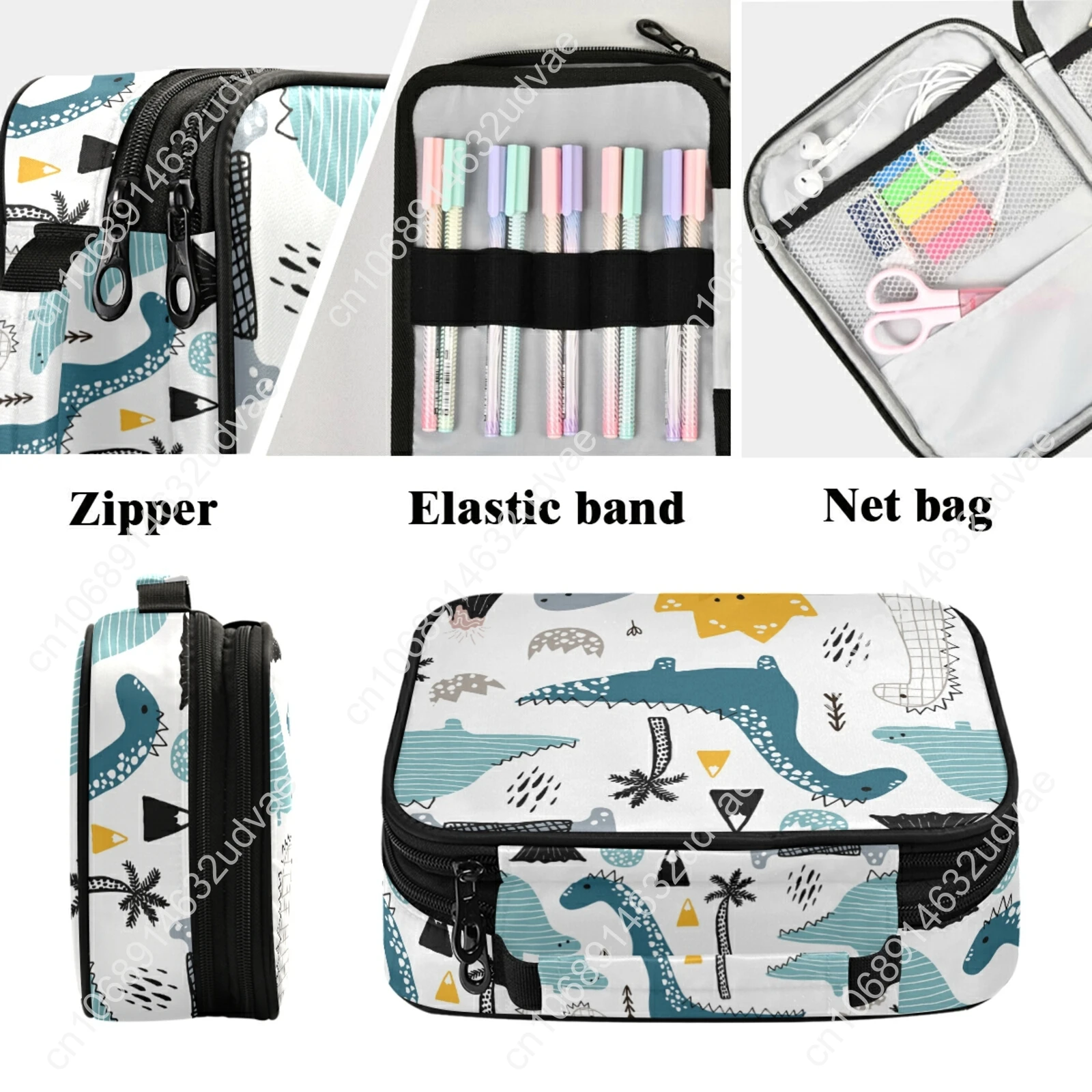 Pencil Cases Colored Pencil Case Holder Large Capacity Portable Cartoon Dinosaur Printing Pencil Bag For Student Gifts Supplies