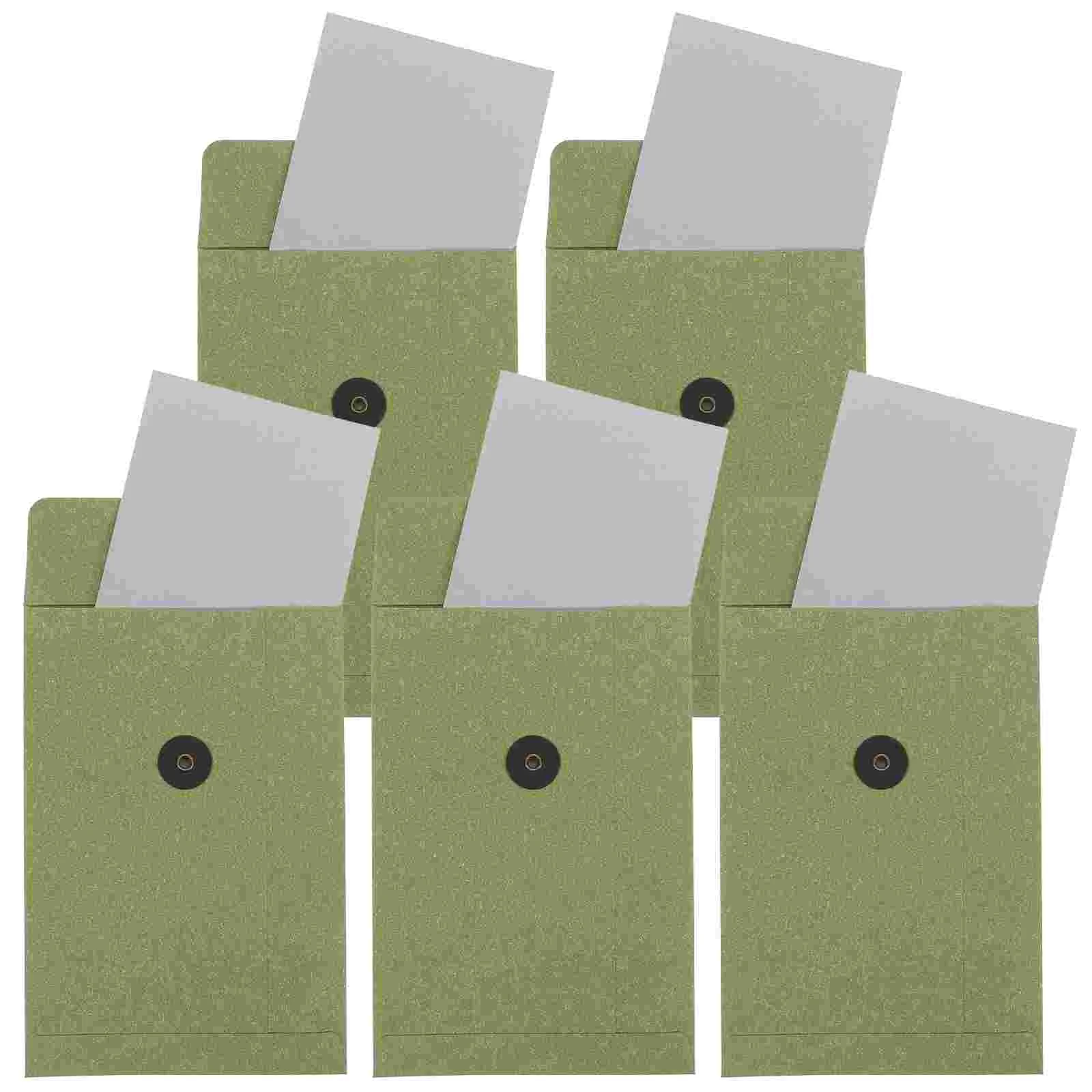 

5 Pcs Colored Kraft Paper Greeting Cards Note Storage Holders Multifunction Blank Envelopes Wire Vintage