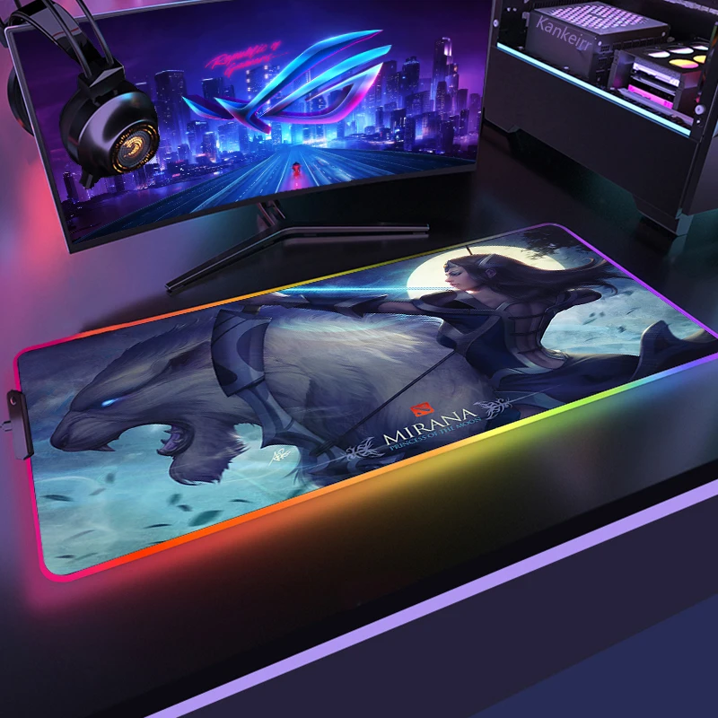 Alfombrillas de ratón 900x400 Dota2, alfombrilla de ratón LED para ordenador portátil XXL a la moda, alfombrilla de ratón RGB para juegos HD, alfombrilla grande XL para juegos de teclado de escritorio