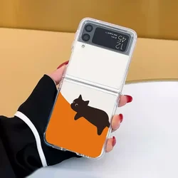 Cute Animal Cat Transparent Cartoon Case - Clear Protective Cover for Galaxy ZFlip 6 (Style 2)