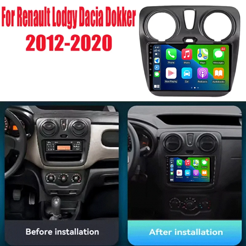 Radio Multimedia Android 16 para Renault Lodgy Dacia Dokker 2012 2013 2014 - 2021, Autoradio 2 Din, Auto Carplay, 4G WIFI, Estéreo 2