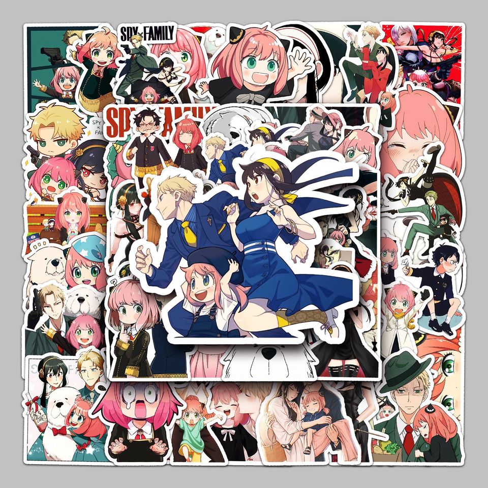 5 PCS Randomly SPY FAMILY Japanese Anime DIY Laptop Stickers Scooter Stickers Computer Tablet Cartoon Ipad Luggage Decorations