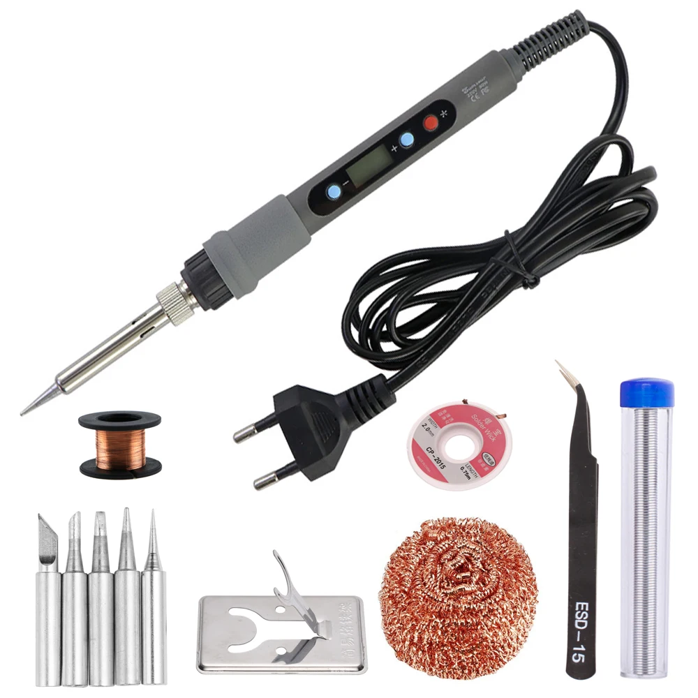 80W Adjustable Temperature Electric Soldering Iron Welding Tools Ceramic Heater Soldering Tips Desoldering Pump Rework