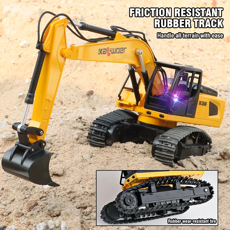 Huina 1/24 RC Truck 9CH Remote Control Digging Excavator Simulation Engineering Vehicle Sound Light Car Model Kid Christmas Gift 4