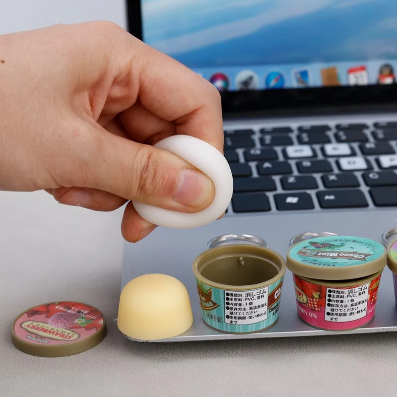 Japanese Miniature Ice Cream Cone Key Chain - Slow Rebound Creative Food Play with Various Flavors
