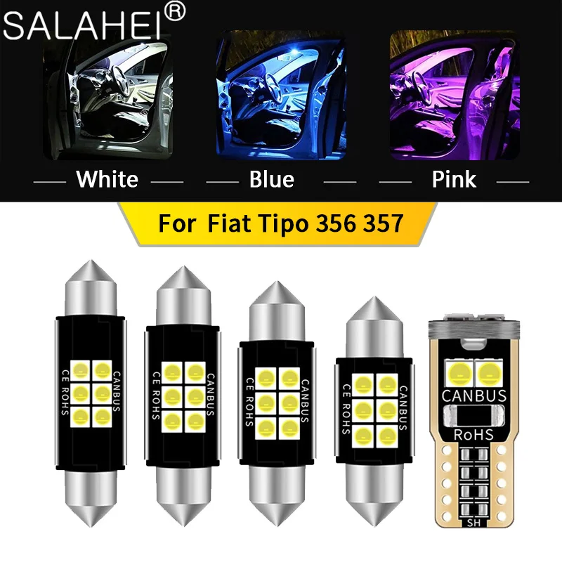 

6Pcs Canbus No Error LED Interior Bulb Front/Rear Dome Map Lights Glove Box Lamp Kit Accessories For Fiat Tipo 356 357 2015-2018