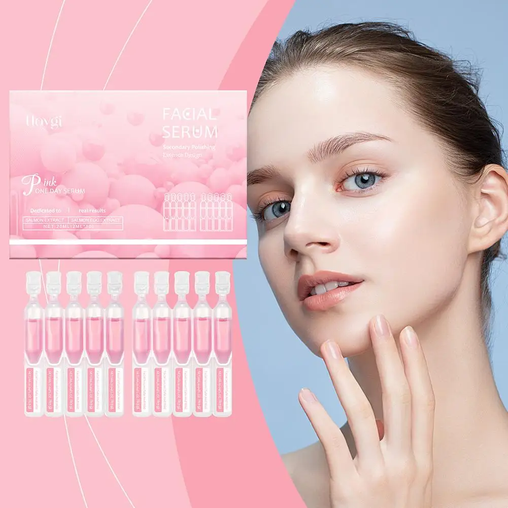 10pcs Rose PDRN Pink Peptide Glow Facial Serum Dark Spot Care Even Skin Tone Enhance Elasticity Smoothing Firming Adenosine