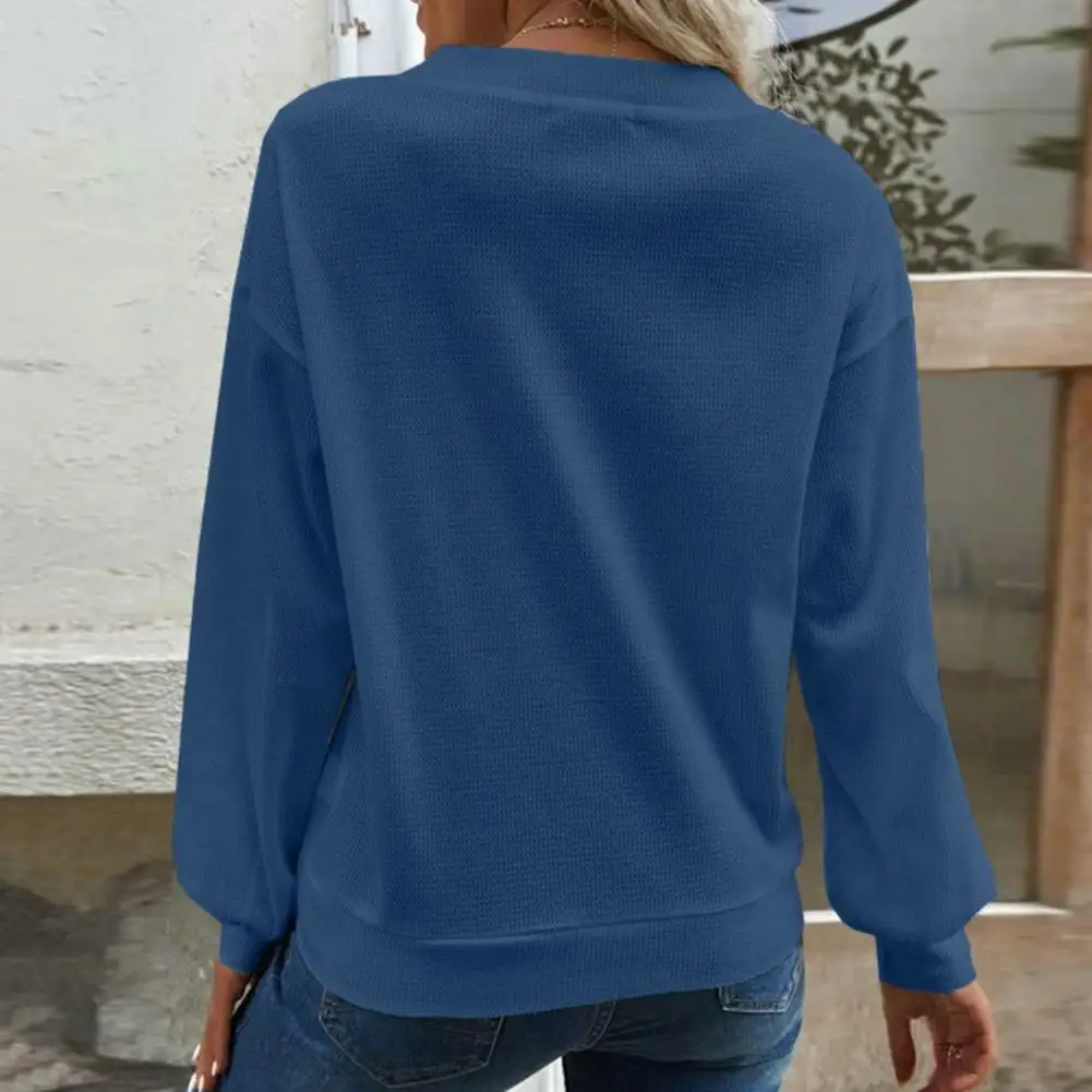 Stretchy Blouse Stylish Women's V Neck Button Blouse Loose Fit Soft Warm for Fall Spring Fashion V-neck Blouse