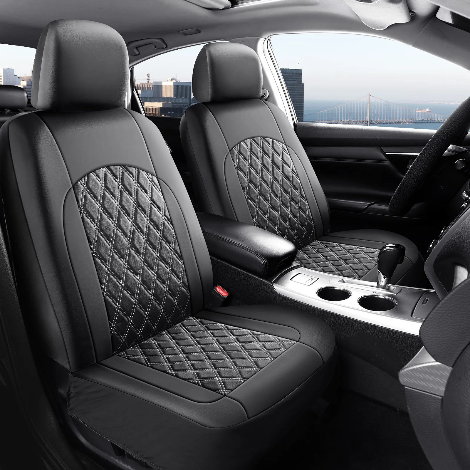 Black PU Leather Seat Covers For Nissan X-Trail, Qashqai, Juke – Universal Fit With Storage Pouch